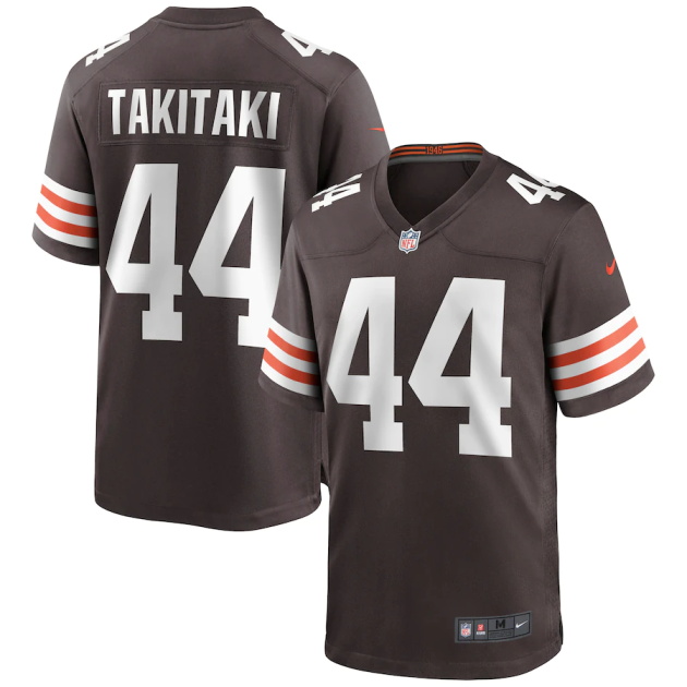 mens nike sione takitaki brown cleveland browns game jersey